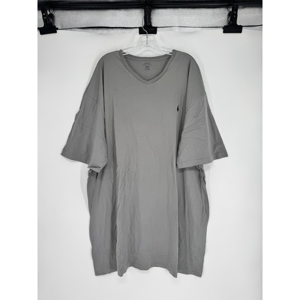 Polo Ralph Lauren T Shirt 3XL Tall 3XLT Light Grey Short Sleeve V Neck Pony Logo